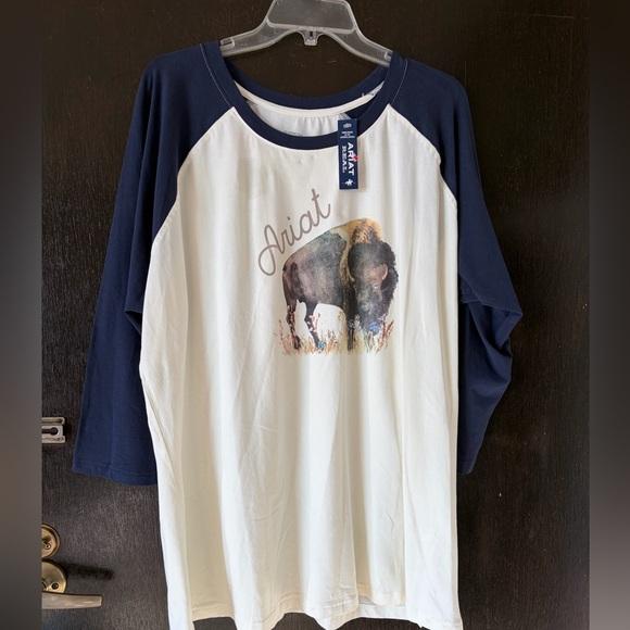 Ariat Painted Dreams Buffalo 3/4 length sleeve western tee shirt NWT 2XL - Picture 2 of 6